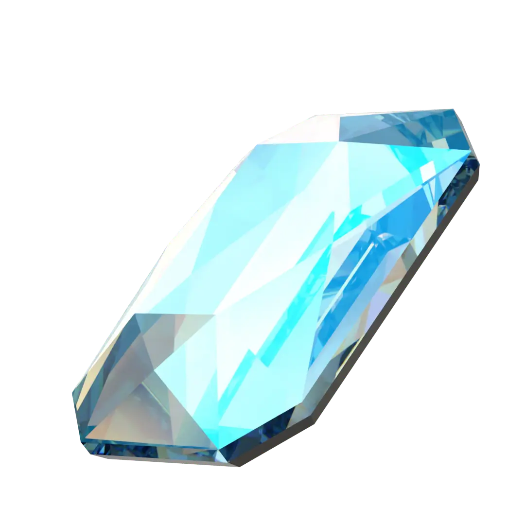 Serinity Flat Back Crystals Non Hotfix Emerald Cut (2602) Aquamarine Shimmer - Bluestreak Crystals