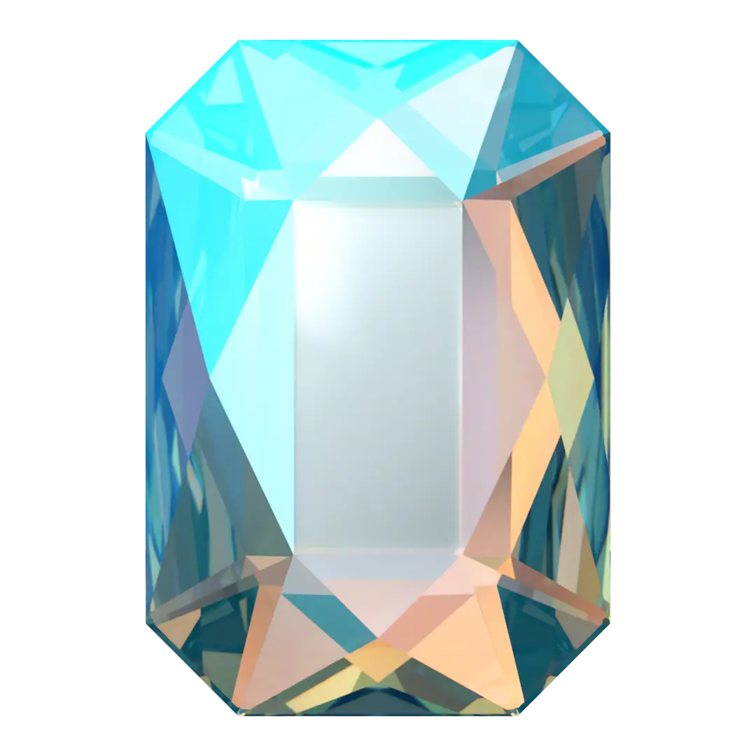 Serinity Flat Back Crystals Non Hotfix Emerald Cut (2602) Aquamarine Shimmer - Bluestreak Crystals