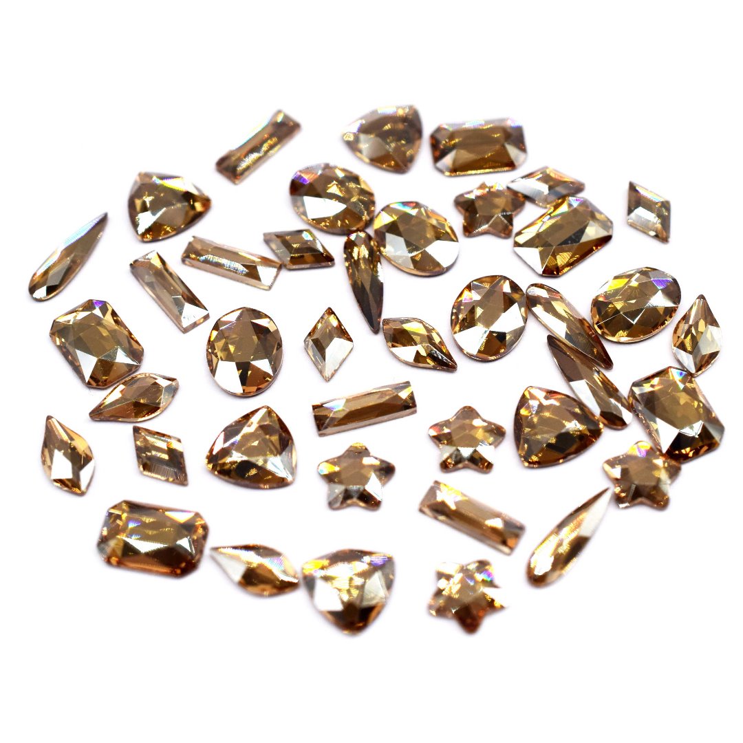 Swarovski Flat Back Crystals Non Hotfix Shapes Mix Crystal Golden Shadow - Bluestreak Crystals