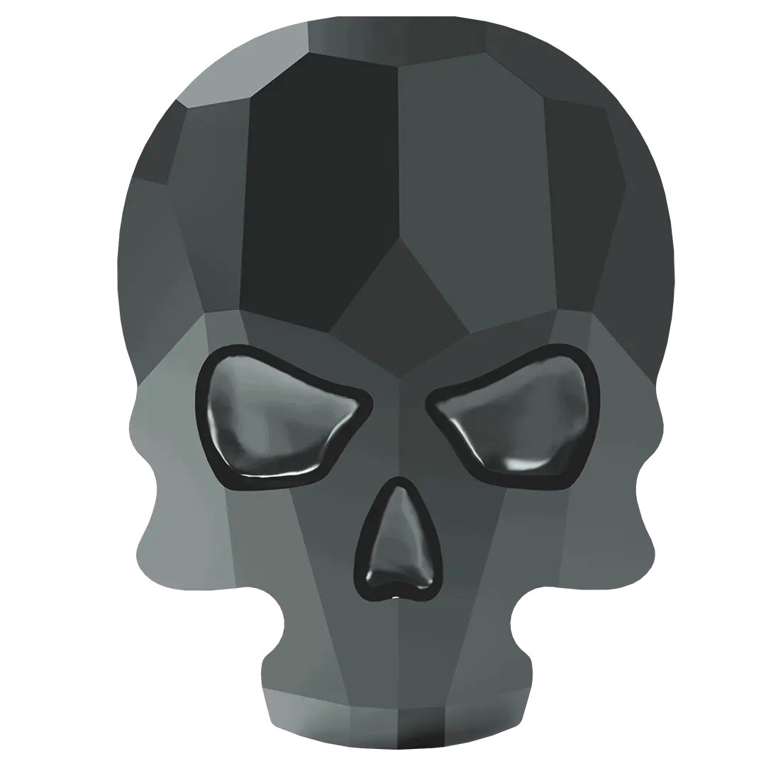 Serinity Flat Back Crystals Non Hotfix Skull (2856) Jet Hematite UNFOILED - Bluestreak Crystals