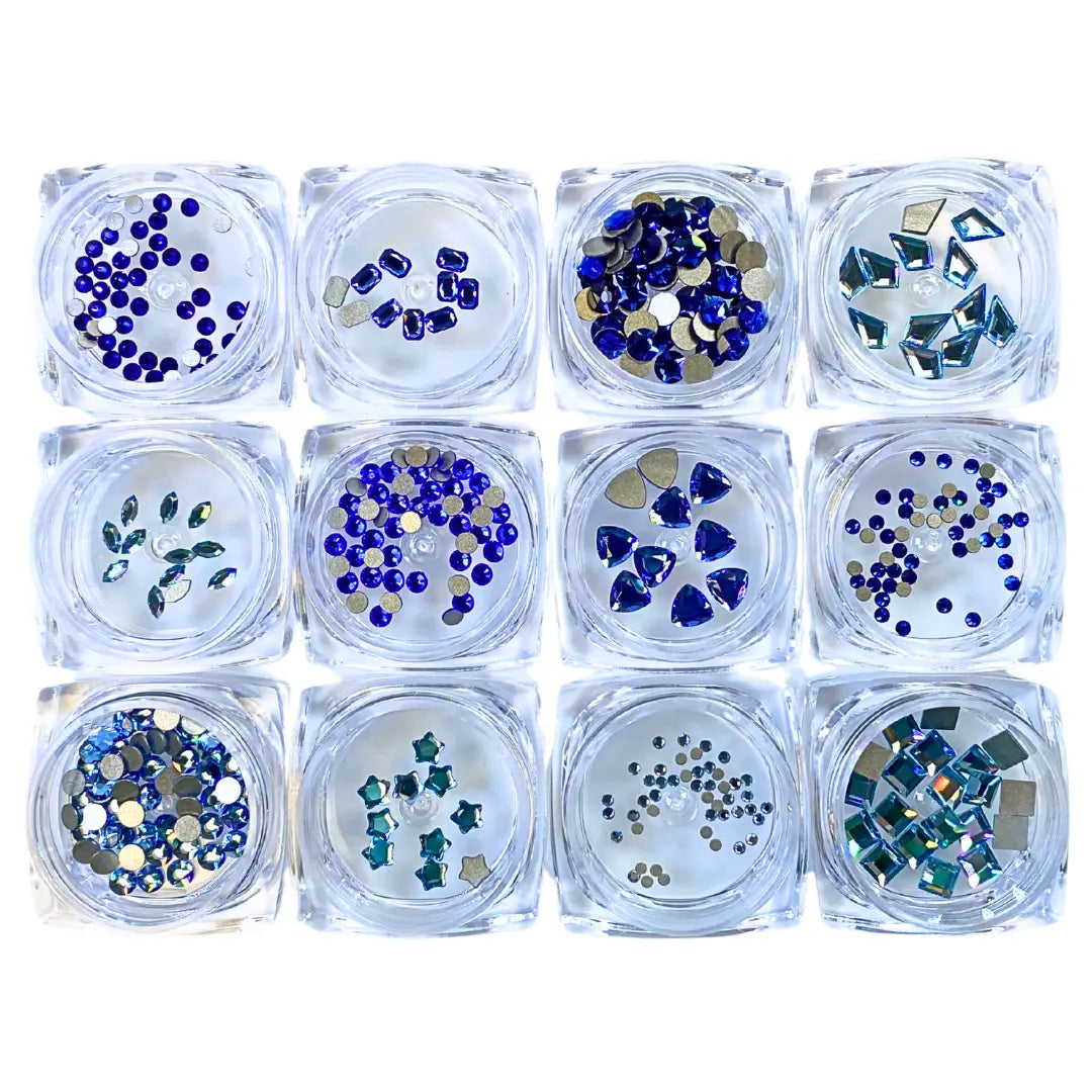 Serinity Flat Back Crystals Non Hotfix Supreme Mix Blues - Bluestreak Crystals