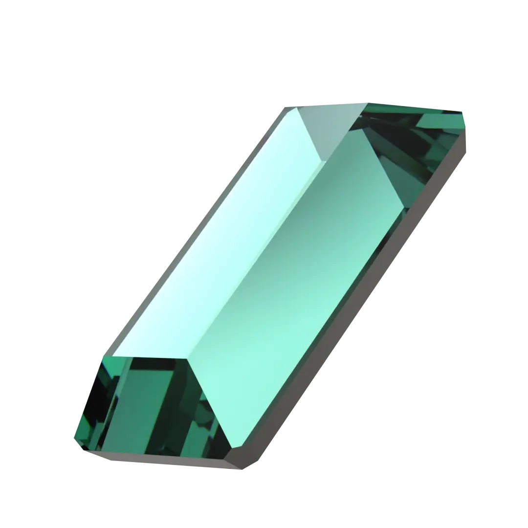 Serinity Hotfix Flat Back Crystals Baguette (2510) Caribbean Green - Bluestreak Crystals