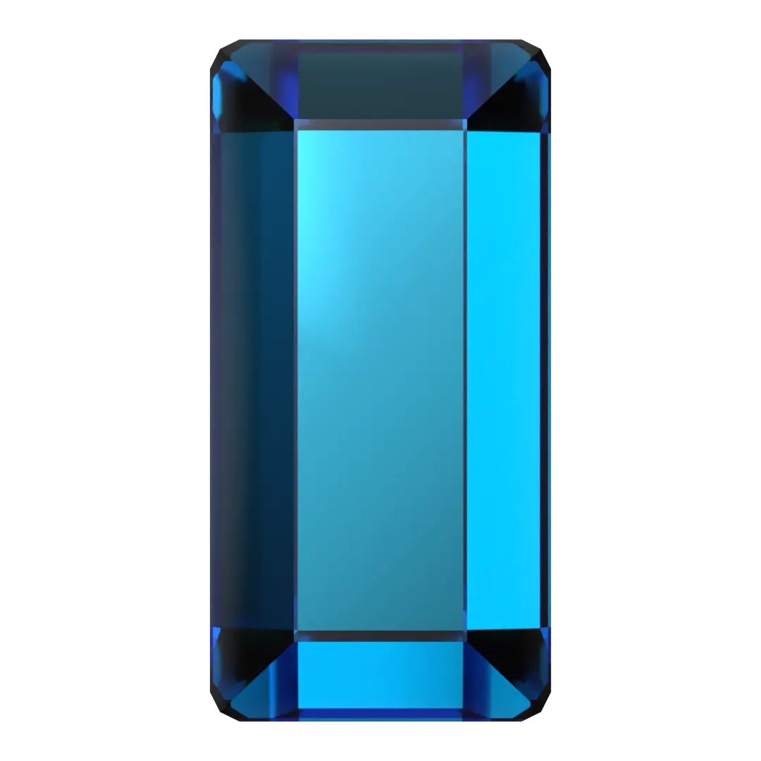 Serinity Hotfix Flat Back Crystals Baguette (2510) Crystal Bermuda Blue - Bluestreak Crystals