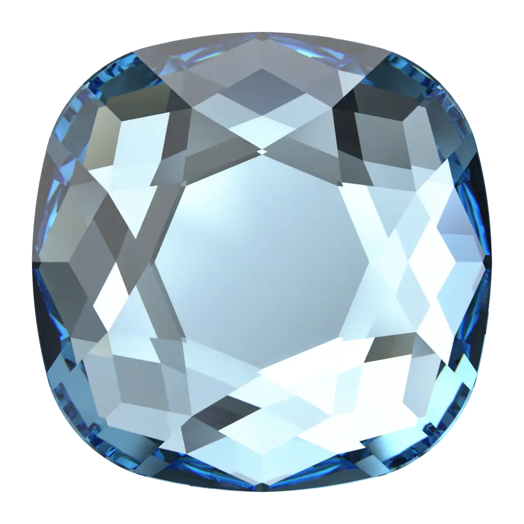 Serinity Hotfix Flat Back Crystals Cushion (2471) Aquamarine - Bluestreak Crystals