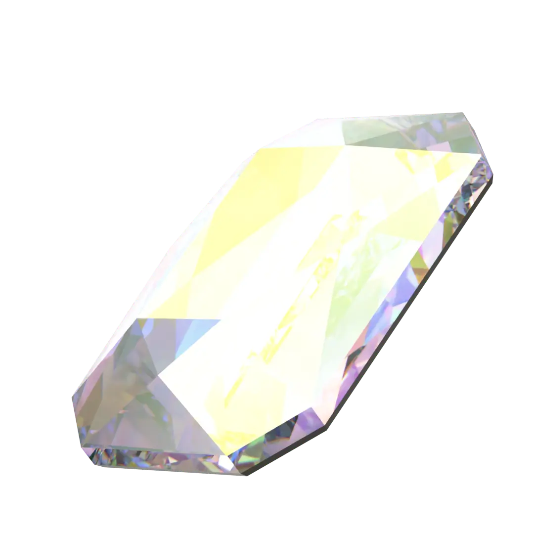 Serinity Hotfix Flat Back Crystals Emerald Cut (2602) Crystal AB - Bluestreak Crystals