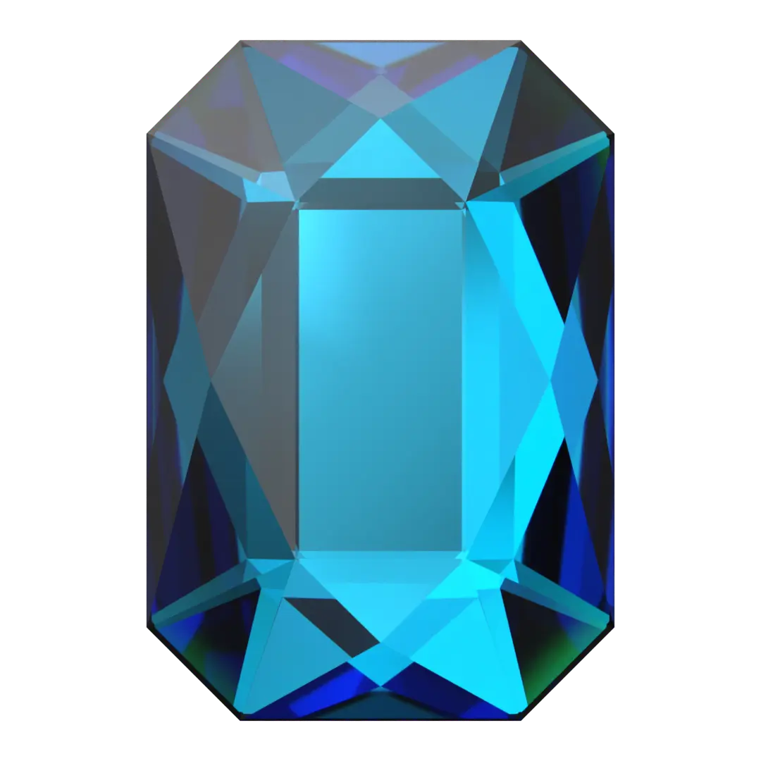 Serinity Hotfix Flat Back Crystals Emerald Cut (2602) Crystal Bermuda Blue - Bluestreak Crystals