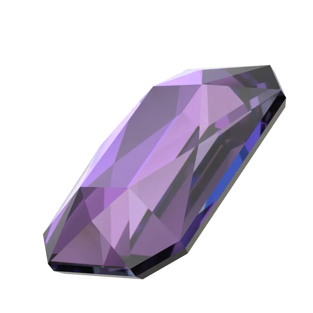 Serinity Hotfix Flat Back Crystals Emerald Cut (2602) Crystal Heliotrope - Bluestreak Crystals