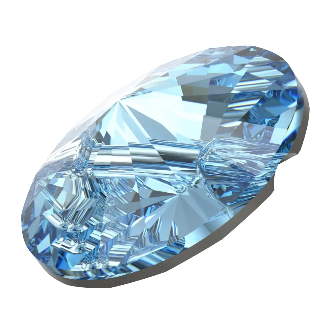 Serinity Sew On Crystals Rivoli Button (3015) Aquamarine - Bluestreak Crystals