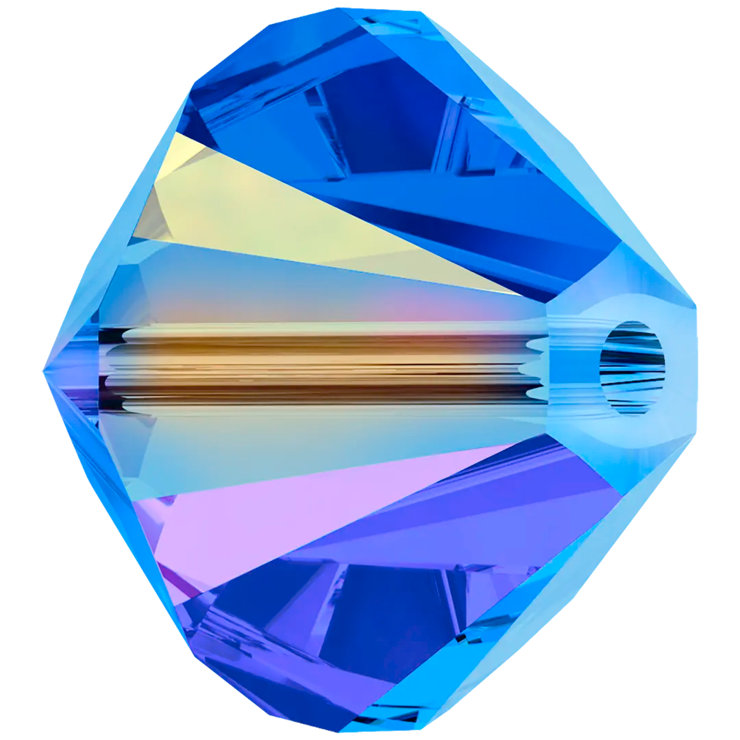 Swarovski Crystal Beads Bicone (5328) Sapphire AB - Bluestreak Crystals