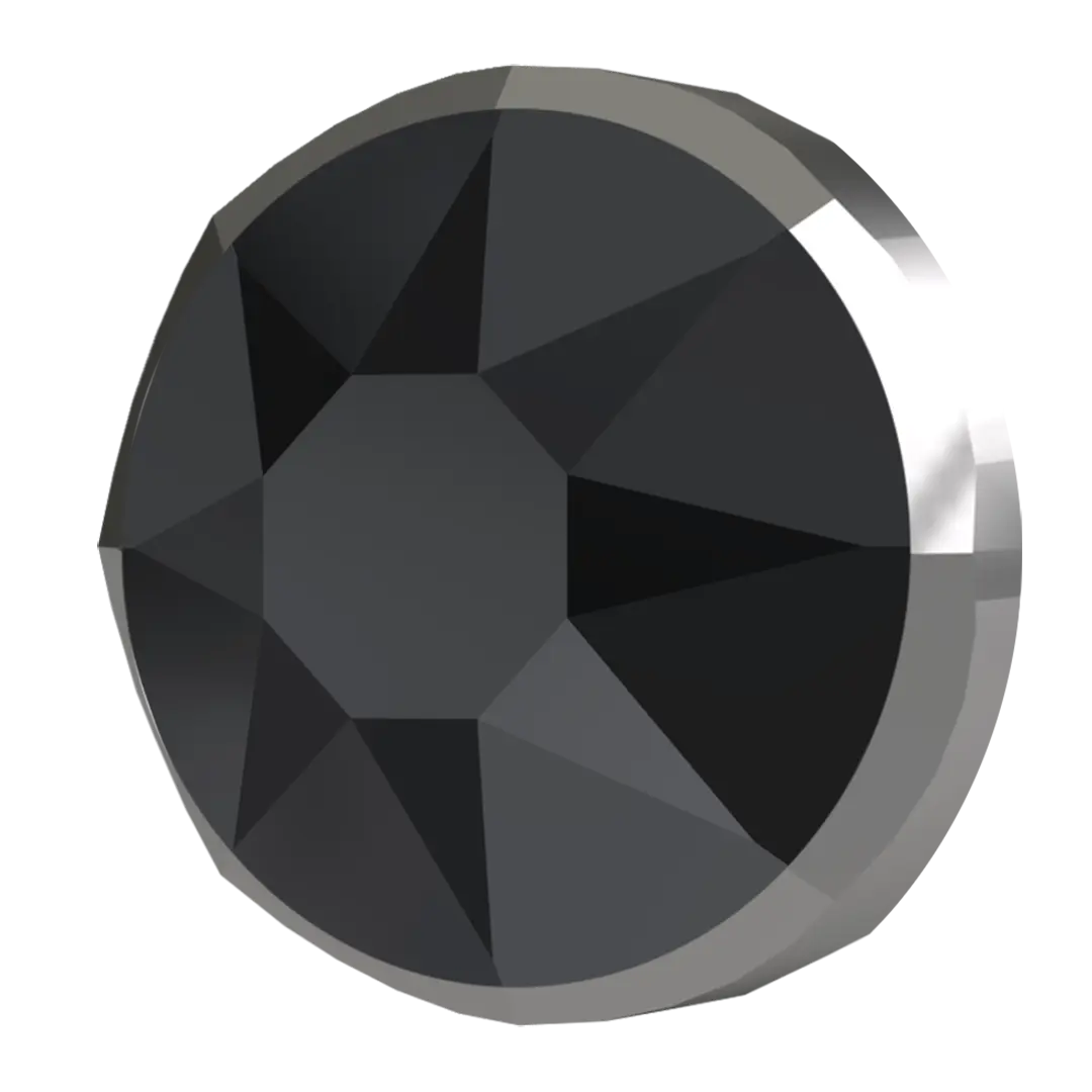 Swarovski Hotfix Flat Back Crystals Rimmed (2038/I, 2078/I) Jet & Crystal Light Chrome - Bluestreak Crystals